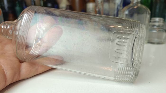 492 - Set of 7 Vintage Clear Glass Screw Cork Top Collectible Decorative Bottles