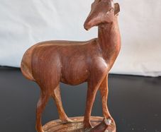 African Wooden Gazelle Antelope Calf Hand Carved Safari Sculpture
