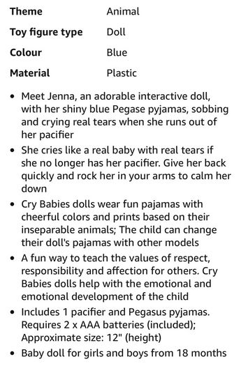 CRY BABIES Fantasy Jenna The Blue Pegasus EUC