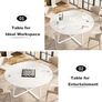 White Faux Marble Round Dining Circle Dining Desk Kitchen Shelf 4-6 People, Mid-Century Pedestal Dinner Table End Coffee Desk Office Living Room Table, White Marble, 51 Inch Image 4
