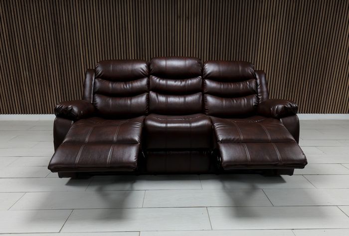 SALE..!! Roma 3+2 Brown & Cream Leather Recliner Sofa Set
