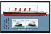 2015 Ireland Stampa Public Souvenir overprinting RMS Lusitania Miniature Sheet Commemorative Stamps Stampa Mint Never Hinged (MNH)