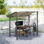 2.2 x 1.5 m BBQ Grill Gazebo Tent, Garden Grill with Metal Frame, Curved Canopy and 10 Hooks, Outdoor Sun Shade, Khaki Image 4