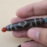 Vintage 2 Eyes Himalayan Tibetan Unique Pattern Agate Dzi Bead Image 7