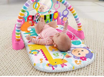 Fisher-Price Baby Play Mat | Deluxe Kick & Play Baby Play Gym for Newborn Baby to 3 Year Olds with Light Up Piano, Toys and Comfy Baby Mats for Floor Play | Playmats & Floor Gyms - Pink