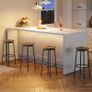 360 Swivel Bar Stools Set of 2, Round Kitchen Breakfast Stools, Bar Chairs with Footrest, for Kitchen Islands, Cafe, Counter, Rustic Brown and Black Image 5