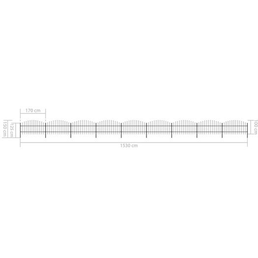 Garden Fence with Spear Top Steel (0.75-1)x15.3 m Black