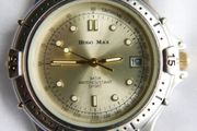 Hugo Maxx  Euro Design 18K Plated Diver Analog Quartz Watch New Battery