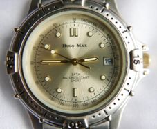 Hugo Maxx  Euro Design 18K Plated Diver Analog Quartz Watch New Battery
