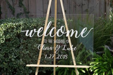 Personalised custom text Wedding Welcome Sign Modern Wedding Sign Wedding Names Sign Printed Sign acrylic sign