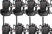 FREE SHIPPING 8 Pack 88E Long Range Walkie Talkie USB Rechargeable 16CH Walky Talky Radio with Earpieces and LED Light Voice Prompt for Field Survival Biking and Hiking