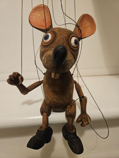 Mouse Czech Handmade Wooden Marionette