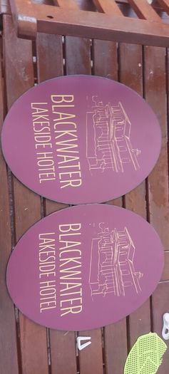2 x blackwater lakeside hotel advertising signs ,not metal,lovely advertising display items,,buyer collects or pays postage thank you,,price for both ,or sell separate,sold as seen .