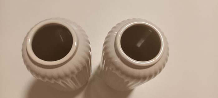 Two white vases