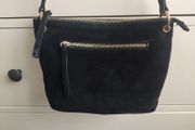 Monsoon Black 100% Real Suede Crossbody Bag