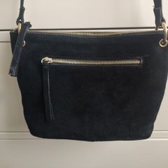 Monsoon Black 100% Real Suede Crossbody Bag