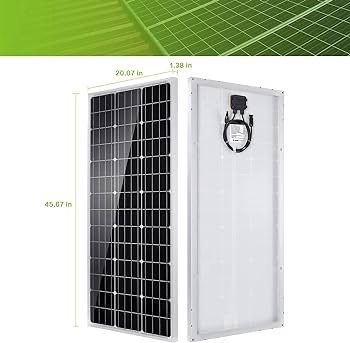 NEW SALE | Solar Panel Kit 100 Watt 12 Volt Monocrystalline Off Grid System for Homes RV Boat + 30A 12V/24V LCD PWM Solar Charge Controller + 16ft Solar Cables with Connector + Z-Brackets for Mounting