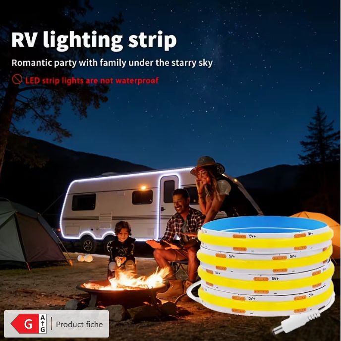 5m Self-Adhesive DC 5V Low Voltage COB LED Light Strip Self-Adhesive & Cuttable Plug & Play
