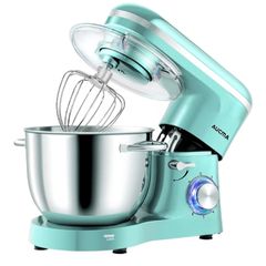6.2L Food Mixer, Electric Kitchen Mixer with Bowl, Dough Hook, Wire Whip & Beater 6.2L, Blue