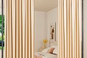 Adjustable 122-305cm (H) 71-178cm(W) Wall Divider for Room Separation, Temporary Privacy Tension Curtain Rods, Freestanding Space Room Separator, Black
