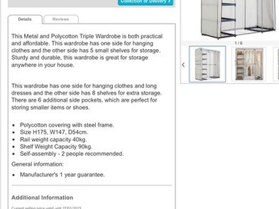 Argos Triple Wardrobe For Sale in Limerick City, Limerick from kkris123