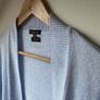Massimo Dutti Pastel Light Blue Open-Front Ribbed Knit Cardigan Size Small Image 2