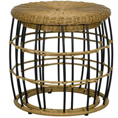 2-Piece Garden Tables Balcony Tables, Boho Style, Weather Resistant, Black + Khaki