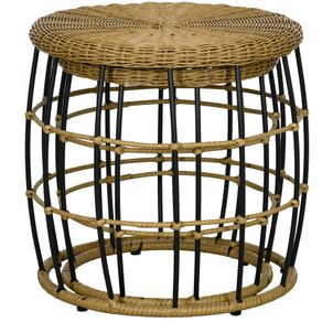 2-Piece Garden Tables Balcony Tables, Boho Style, Weather Resistant, Black + Khaki