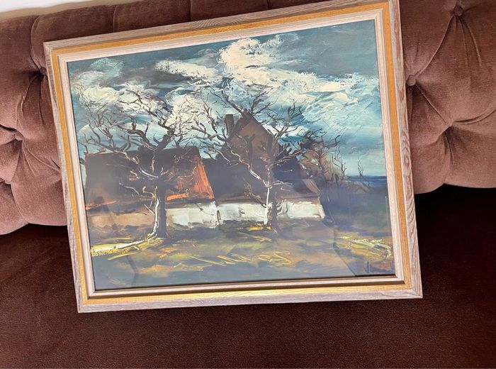 Vintage MCM Print The Thatched Cottage Maurice de Vlaminck circa 1925