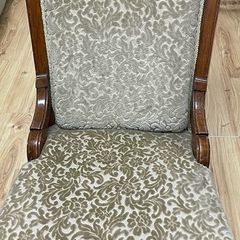 Taupe green and wood Victorian chair