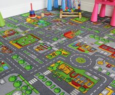 Children's Play Village Carpet Town City Roads Rug 200cm x 200cm