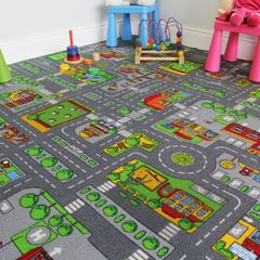 Children's Play Village Carpet Town City Roads Rug 200cm x 200cm