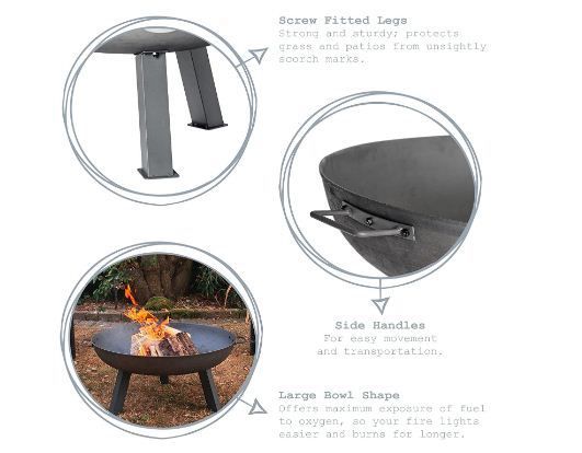 Raw Iron Garden Fire Pit Burner with Handles