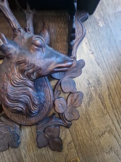 antique carved stag shelf