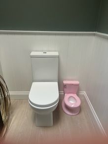 Pink potty with realistic flush