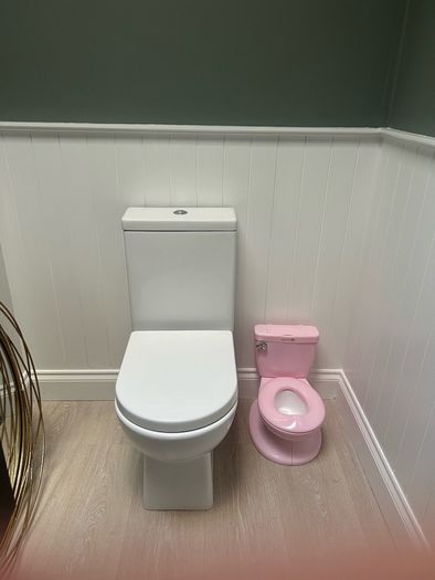 Pink potty with realistic flush