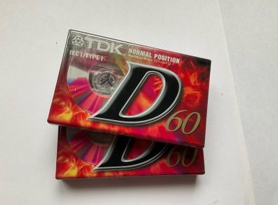 2x TDK D60 Blank Audio Cassettes (New & Factory Sealed) Type 1 Normal Bias