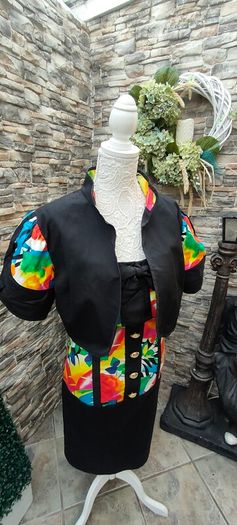 Vintage 80s 90s Jacqueline lechat Cannes pencil floral dress with cropped blazer