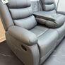 Roma Dark Grey Leather Recliner Sofa Set + Footstool Image 6