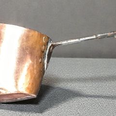 19th century long handled copper pot