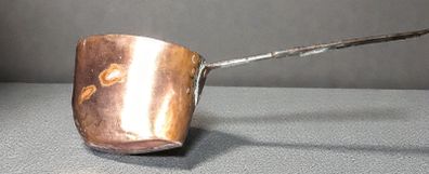 19th century long handled copper pot