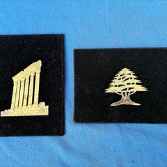 Pair of vintage velvet wall plaques