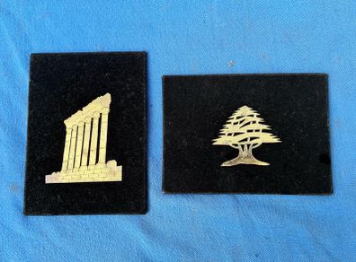 Pair of vintage velvet wall plaques