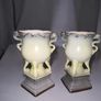Pair of antique ornate urns with roses Image 2