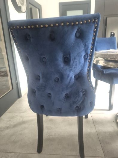 Four Navy Velvet Dining chairs