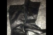black leather knee high boots