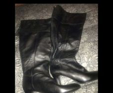 black leather knee high boots