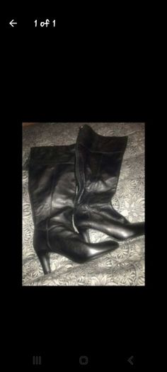black leather knee high boots