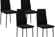 4-Pack Dining Chairs, Armless Design, Fabric Upholstery, Metal Legs, Black