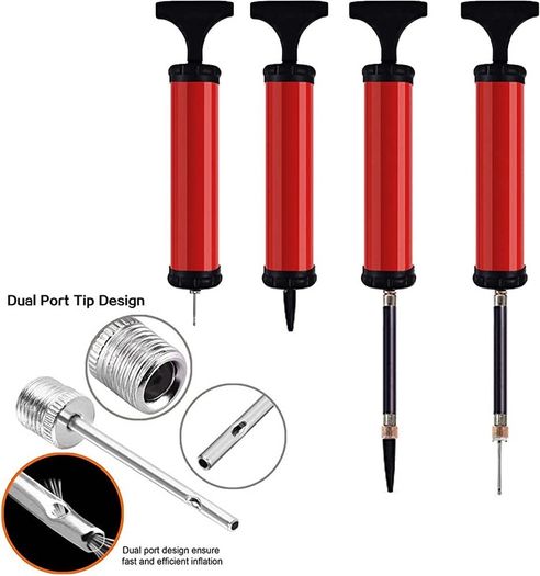 Portable Ball Pump,Air Pump Inflator Kit with Needle,Nozzle, Extension Hose Hand Pumps for Basketball Football Volleyball Water Polo Rugby Exercise Sports Ball Balloon Swim Inflatables (FREE POSTAGE)